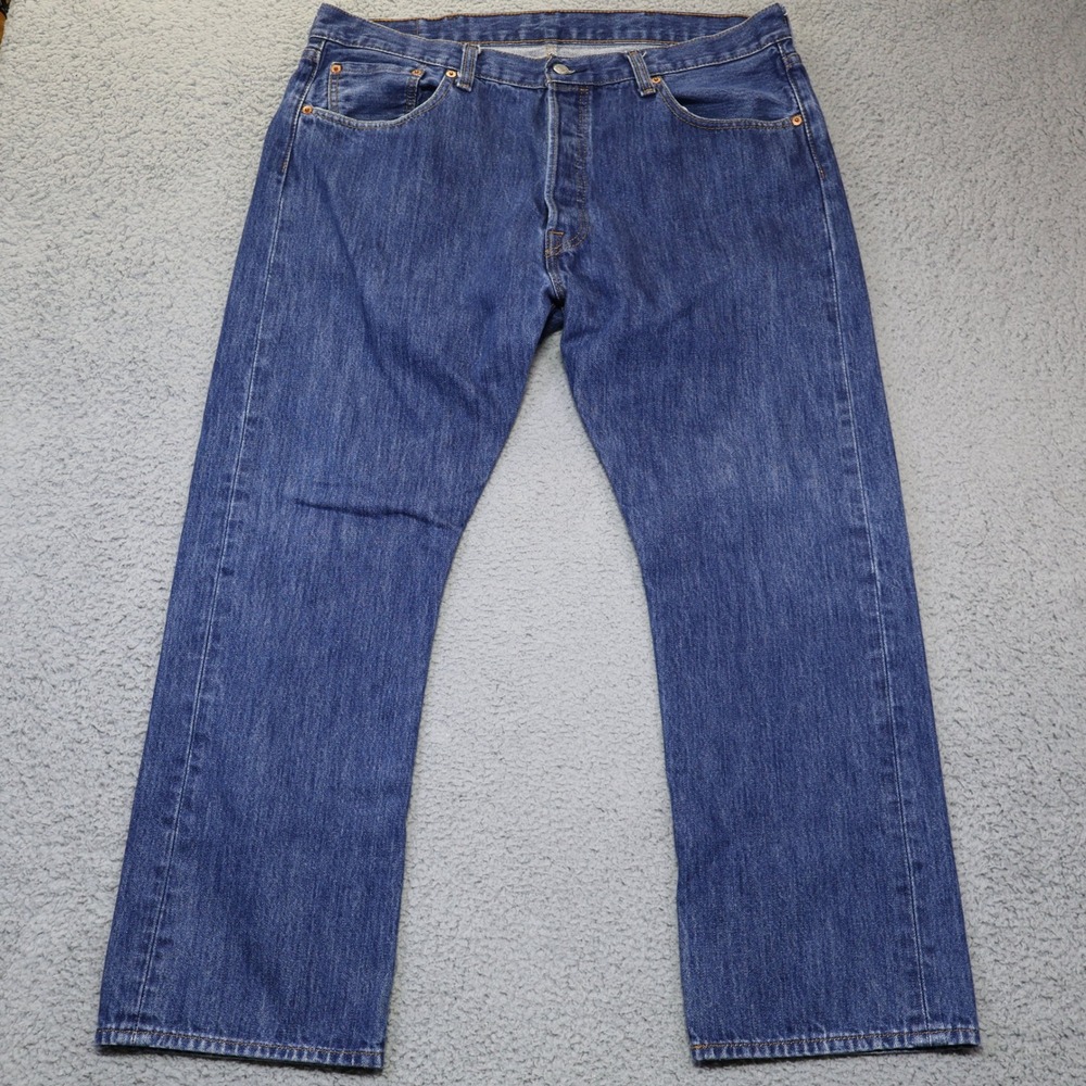 Levis 501 Original Fit Mens Blue Denim Button Fly Straight Leg Jeans‎ 38x29